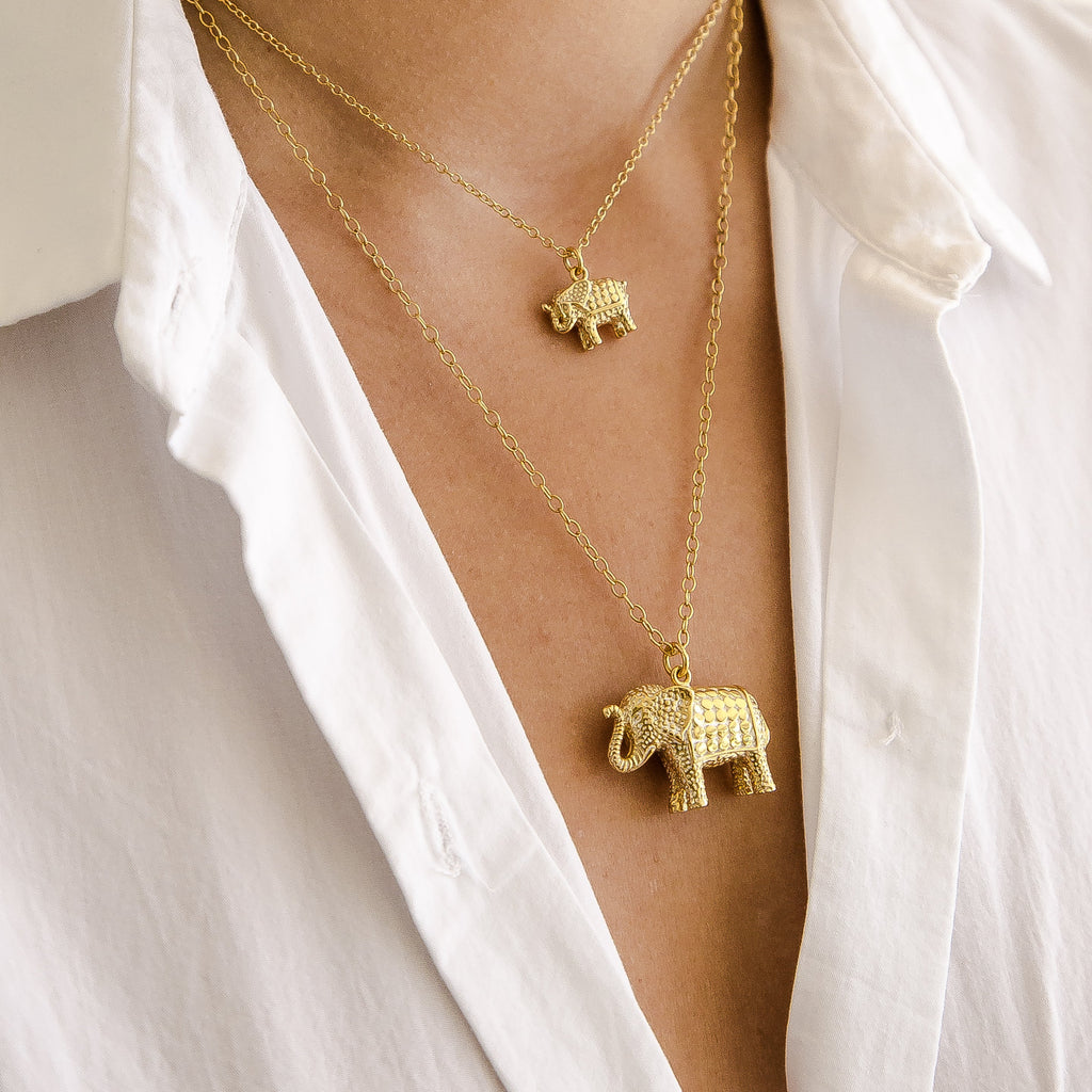 Anna Beck Small Elephant Charm Necklace - Gold