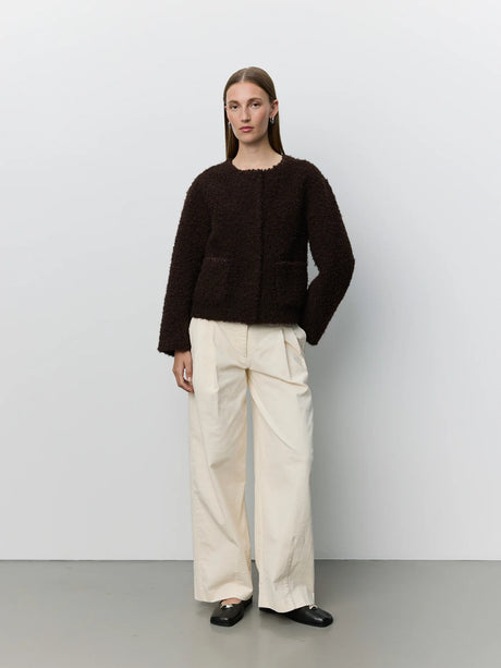 SOFIE SCHNOOR JUNOSW BOUCLE FAUX FUR JACKET - Intense Brown
