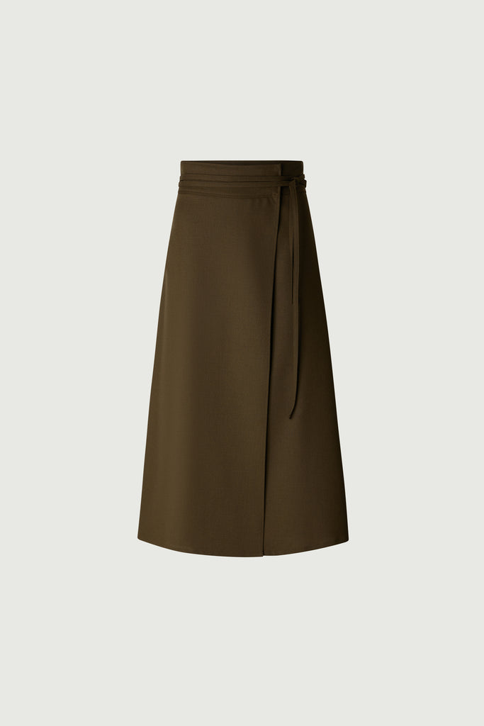 SOEUR REINE Skirt - Khaki virgin wool wrap skirt
