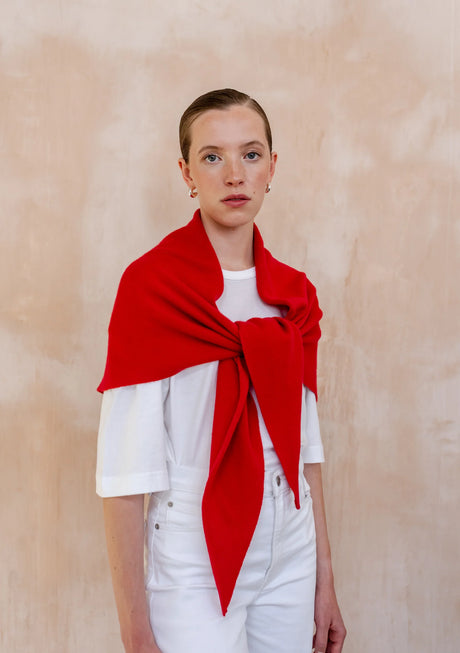 TBCo Large Merino Wool Triangle Scarf  Red