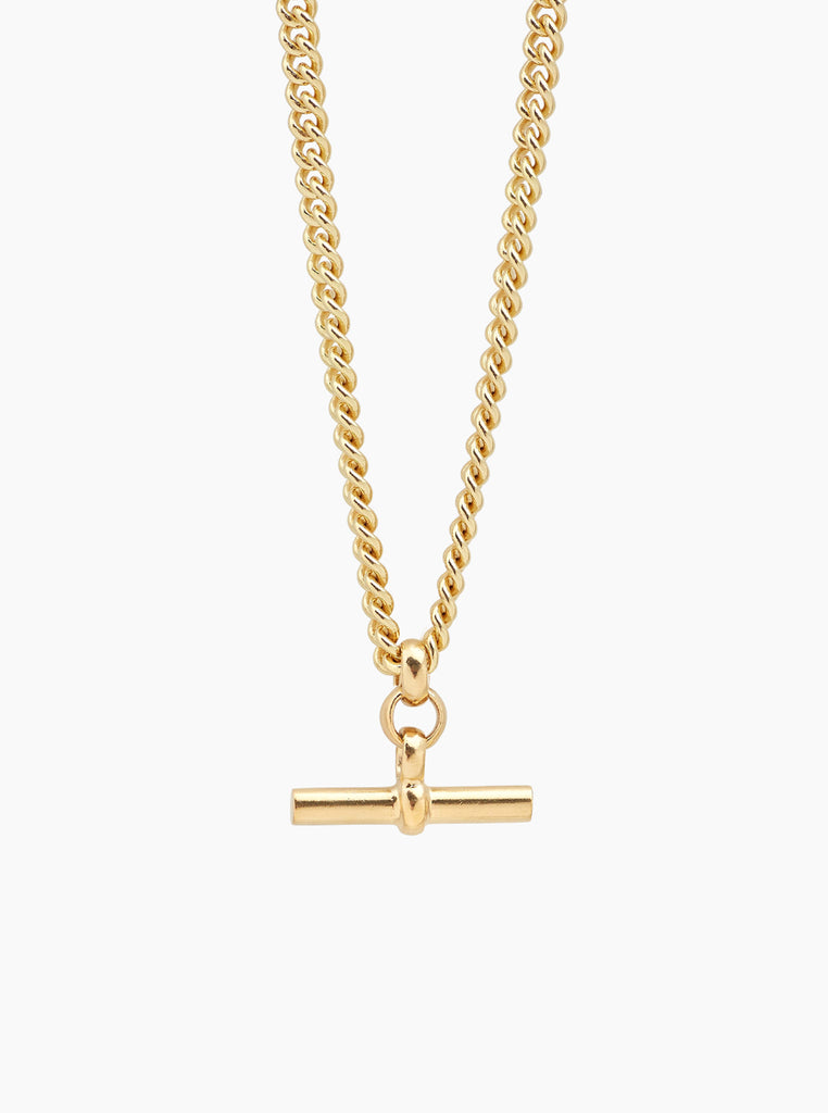 Tilly Sveaas Gold T-Bar Curb Link Necklace 40cm
