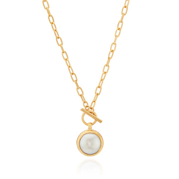 Anna Beck Coin Pearl Toggle Chain Necklace