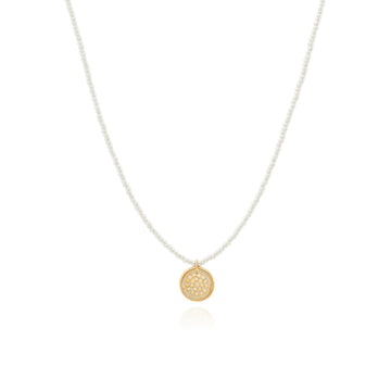 Anna Beck Delicate Beaded Pearl Circle Pendant Necklace