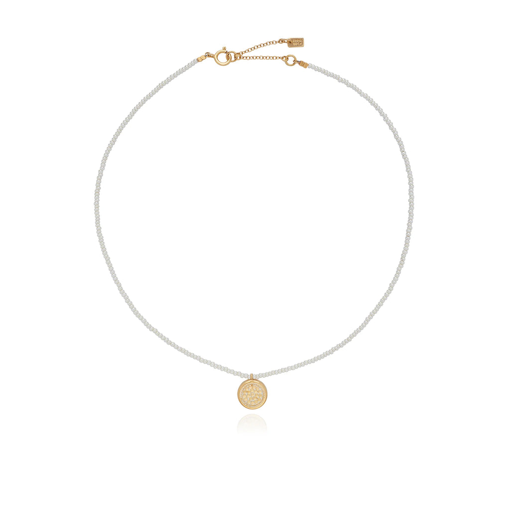 Anna Beck Delicate Beaded Pearl Circle Pendant Necklace