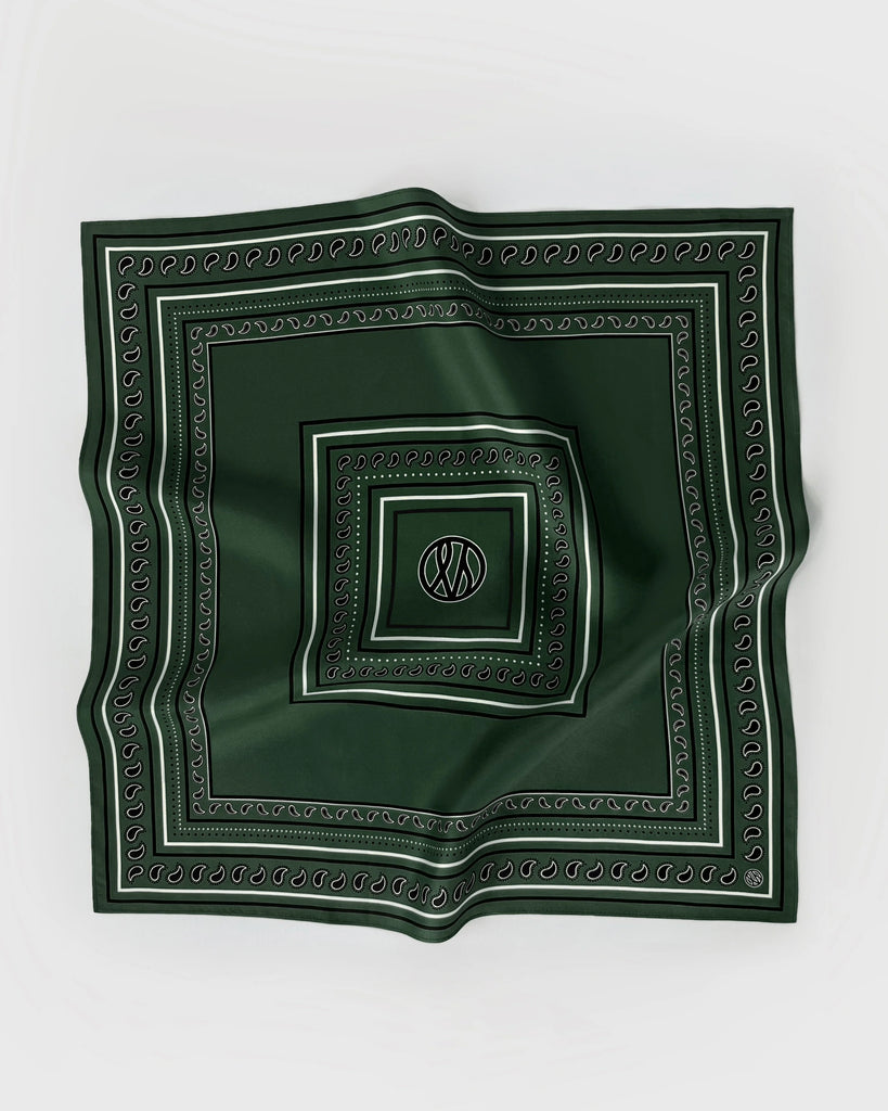 lescarf PAISLEY SCARF | GREEN, BLACK & CREAM | 50cm