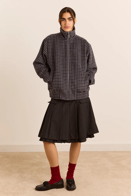 Damson Madder Pixie Wool Bomber - Willow Gingham