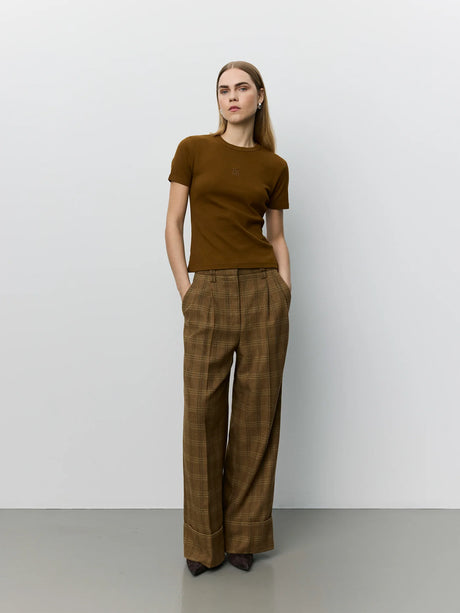 SOFIE SCHNOOR ROSANASW CHECKED TROUSERS - Maple Brown Check