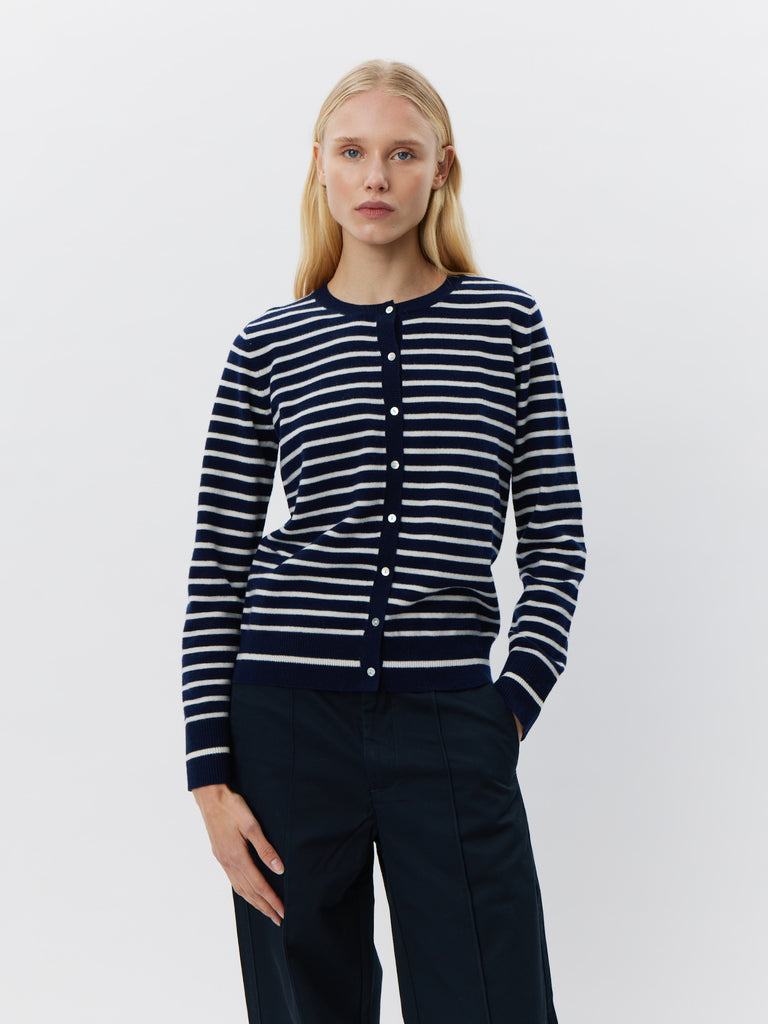SOFIE SCHNOOR CISSESW STRIPE CARDIGAN - Dark Blue