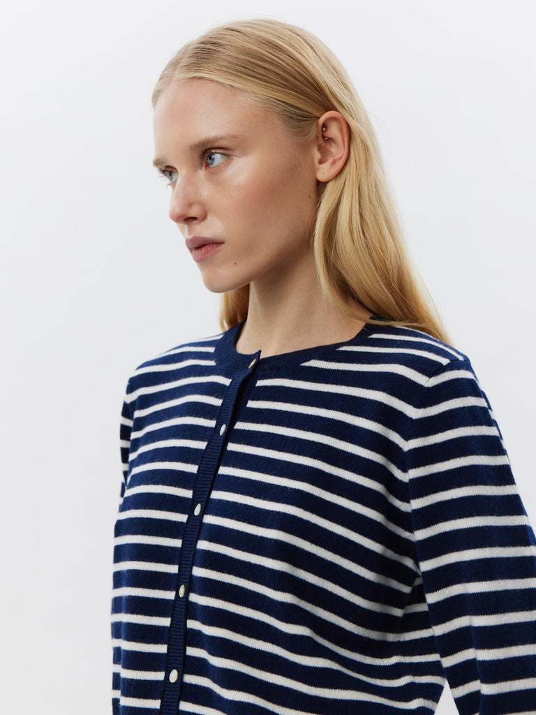 SOFIE SCHNOOR CISSESW STRIPE CARDIGAN - Dark Blue