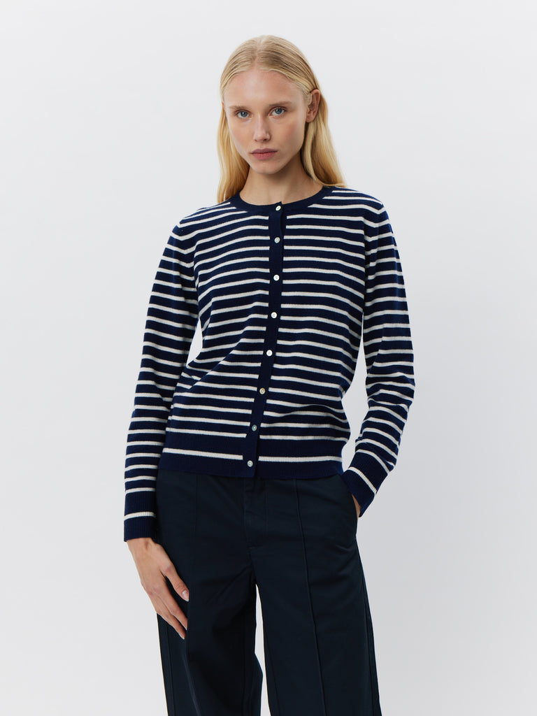 SOFIE SCHNOOR CISSESW STRIPE CARDIGAN - Dark Blue