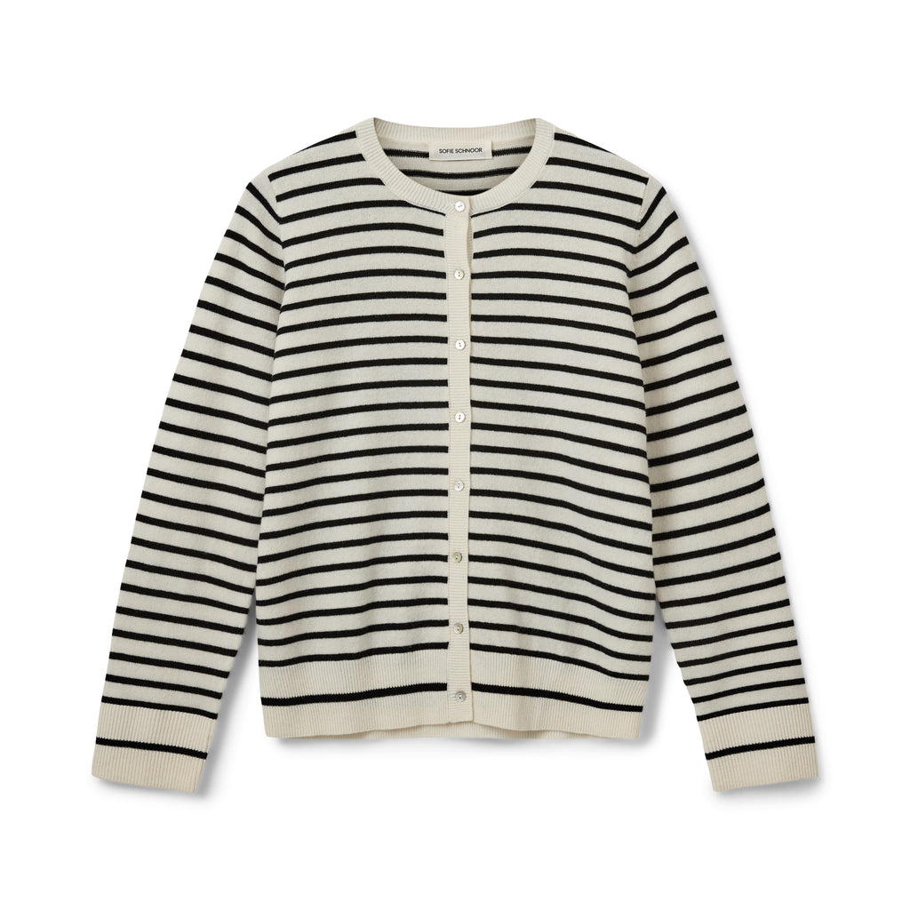 SOFIE SCHNOOR CISSESW STRIPE CARDIGAN - Black/Off white