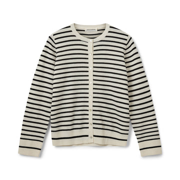 SOFIE SCHNOOR CISSESW STRIPE CARDIGAN - Black/Off white