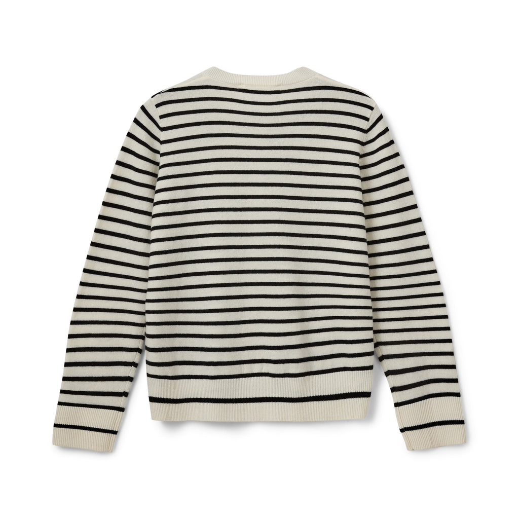 SOFIE SCHNOOR CISSESW STRIPE CARDIGAN - Black/Off white