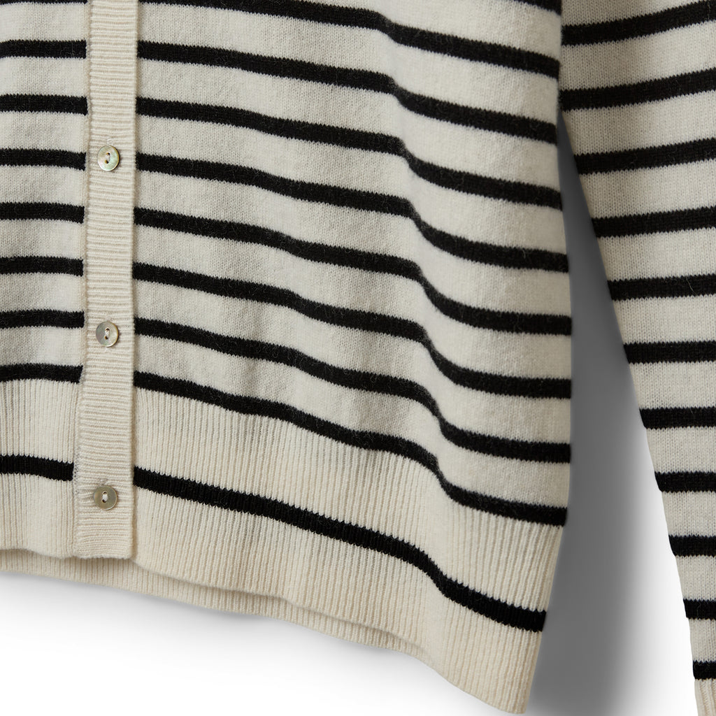 SOFIE SCHNOOR CISSESW STRIPE CARDIGAN - Black/Off white