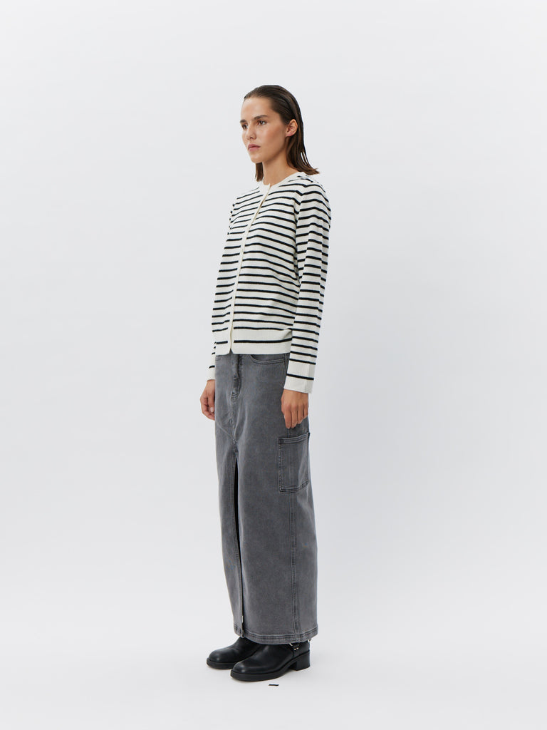 SOFIE SCHNOOR CISSESW STRIPE CARDIGAN - Black/Off white