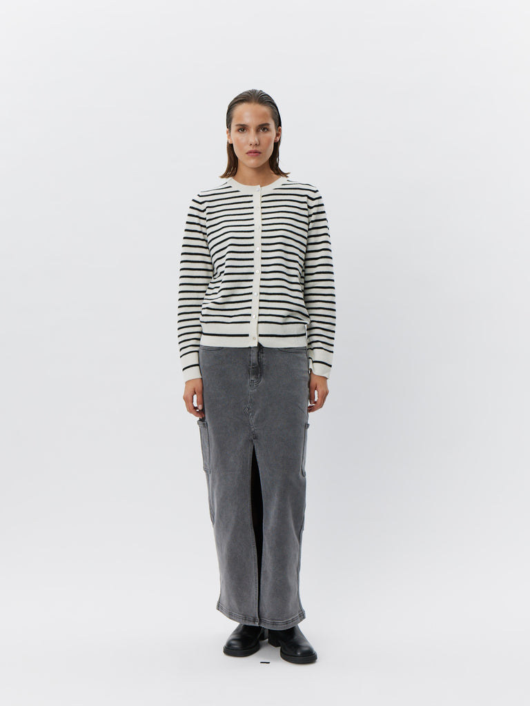 SOFIE SCHNOOR CISSESW STRIPE CARDIGAN - Black/Off white