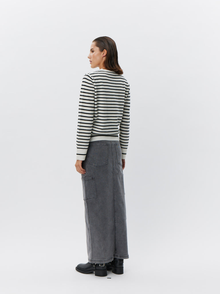SOFIE SCHNOOR CISSESW STRIPE CARDIGAN - Black/Off white