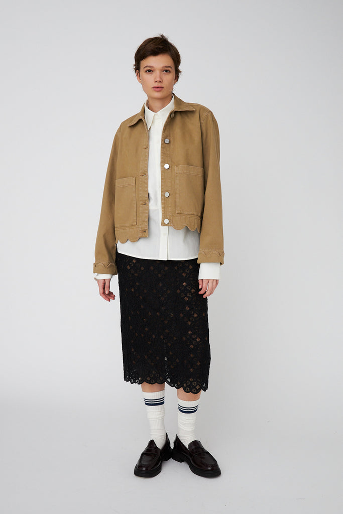 STELLA NOVA Scallop Edge Shirt Jacket - Dark sand