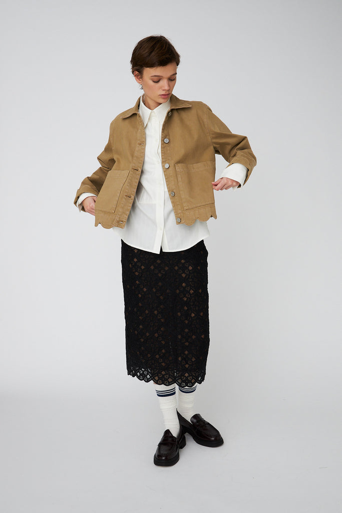 STELLA NOVA Scallop Edge Shirt Jacket - Dark sand