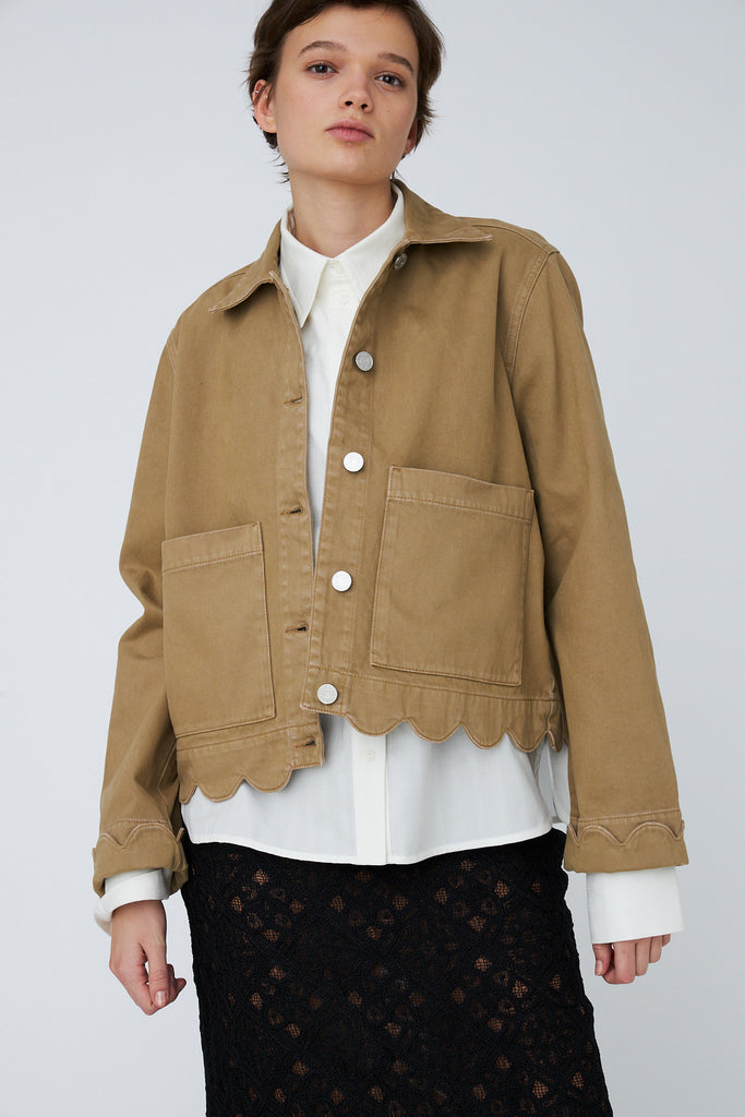 STELLA NOVA Scallop Edge Shirt Jacket - Dark sand