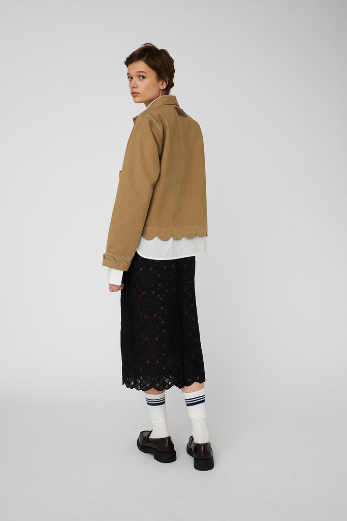 STELLA NOVA Scallop Edge Shirt Jacket - Dark sand