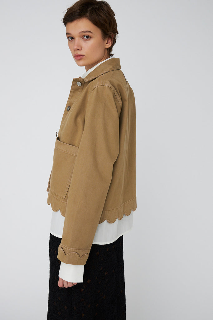 STELLA NOVA Scallop Edge Shirt Jacket - Dark sand