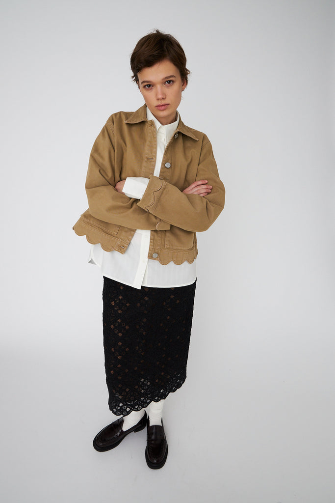 STELLA NOVA Scallop Edge Shirt Jacket - Dark sand