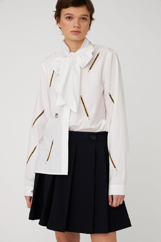STELLA NOVA Embroidered Bow Shirt - White