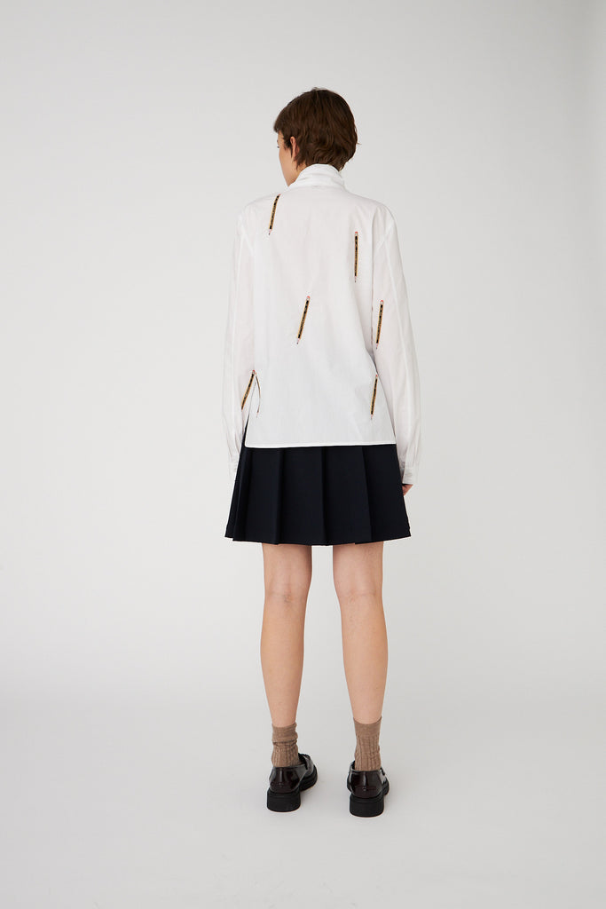 STELLA NOVA Embroidered Bow Shirt - White