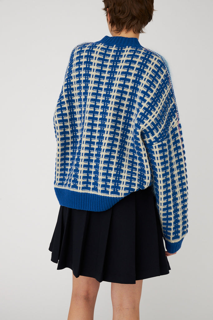 STELLA NOVA mixed Stripes Wool / Mohair Cardigan - Blue Stripes