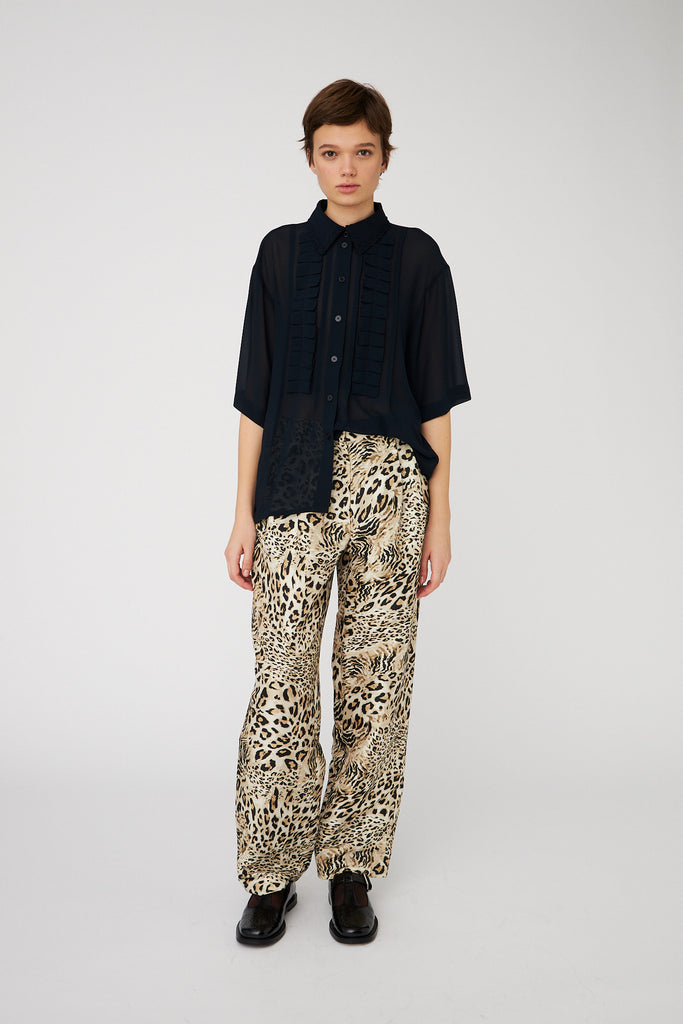 STELLA NOVA Plisse Shirt - Navy