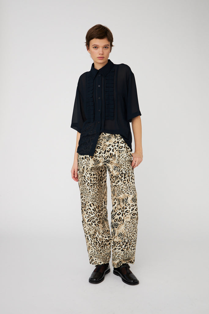 STELLA NOVA Plisse Shirt - Navy