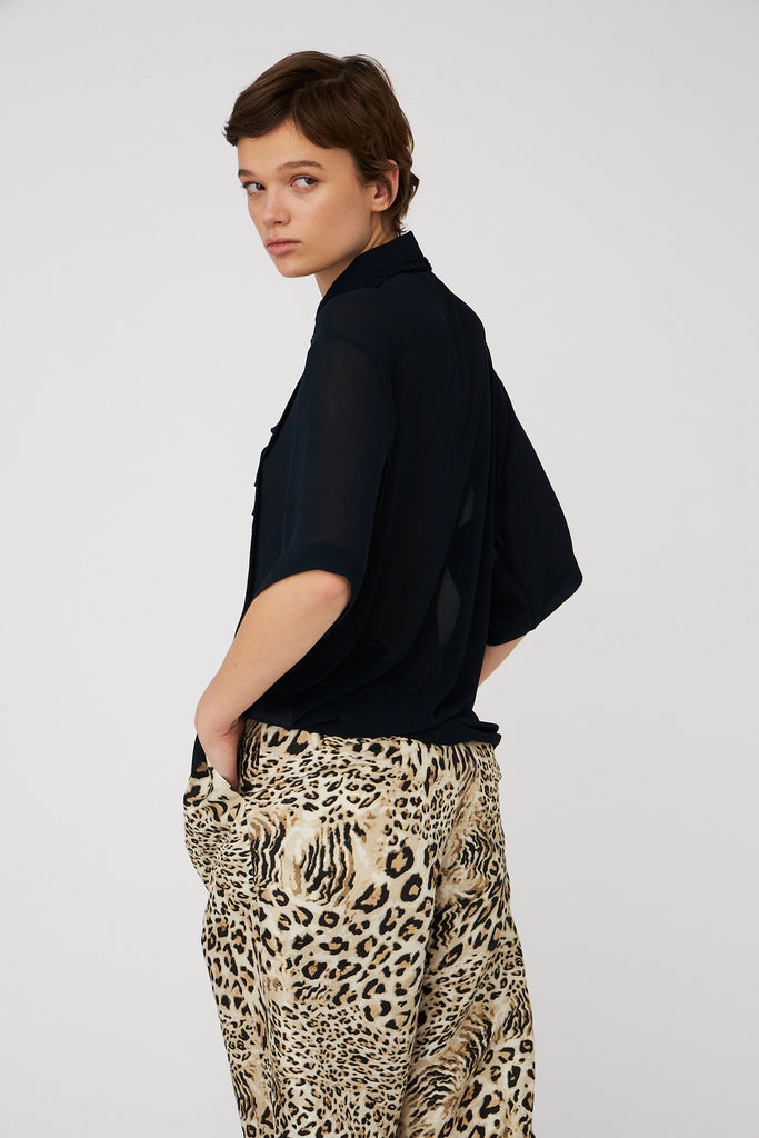 STELLA NOVA Plisse Shirt - Navy
