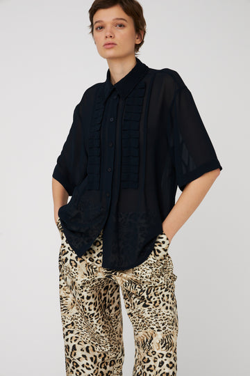 STELLA NOVA Plisse Shirt - Navy