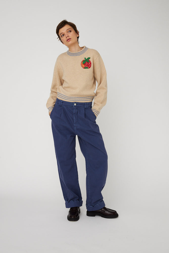 STELLA NOVA Embroidered Apple Sweater - Soft Powder