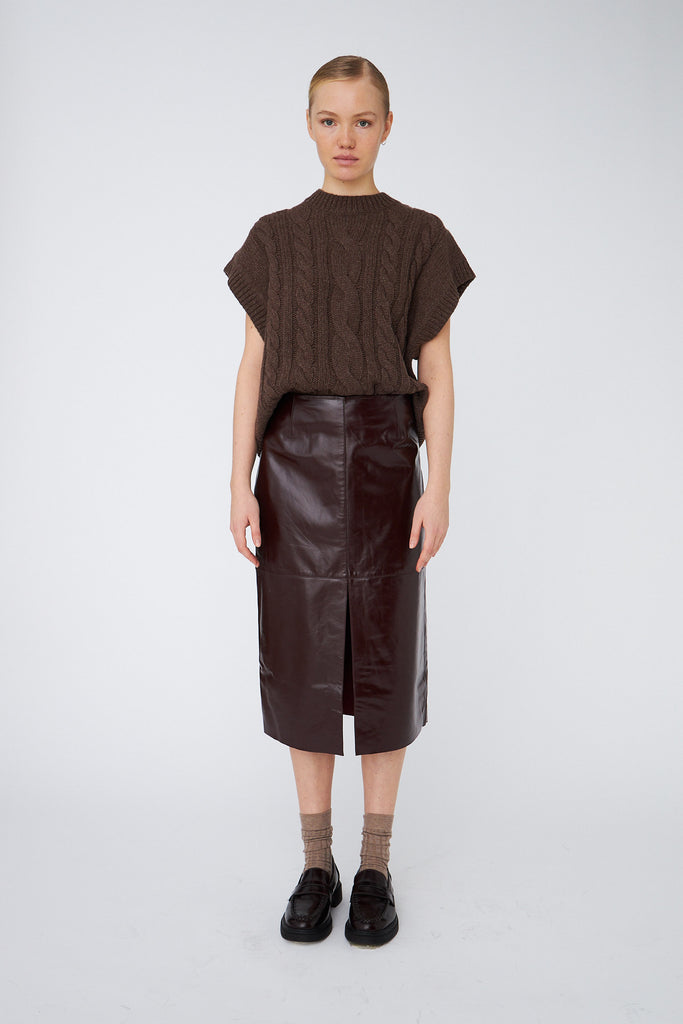 STELLA NOVA Cable Knit vest - brown