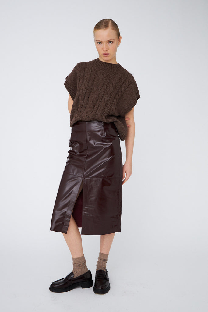 STELLA NOVA Cable Knit vest - brown