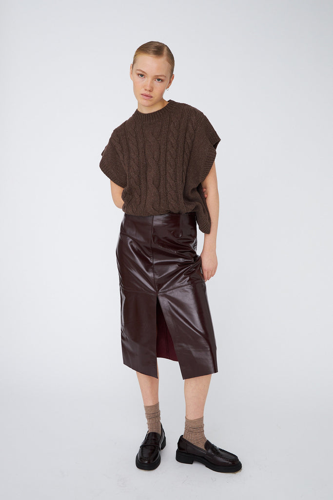 STELLA NOVA Cable Knit vest - brown
