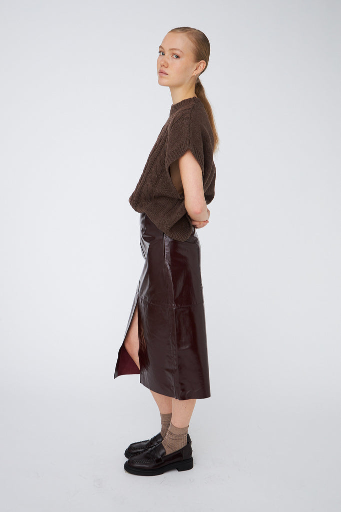 STELLA NOVA Cable Knit vest - brown