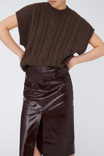 STELLA NOVA Cable Knit vest - brown