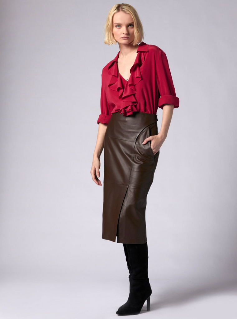 Equipment Mathilda Long Sleeve Silk Shirt - Persian Red
