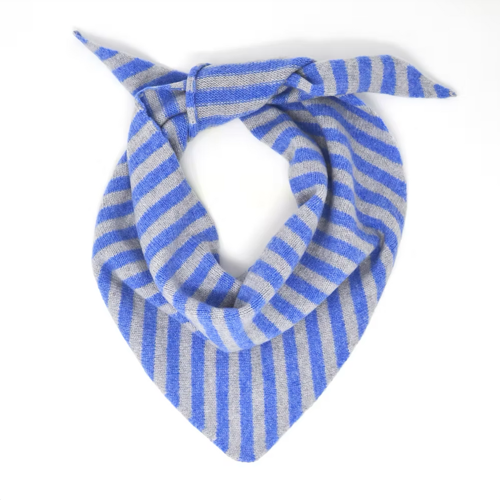 Scarlet Knitwear Lambswool Stripe Neckerchief - Blue/Grey