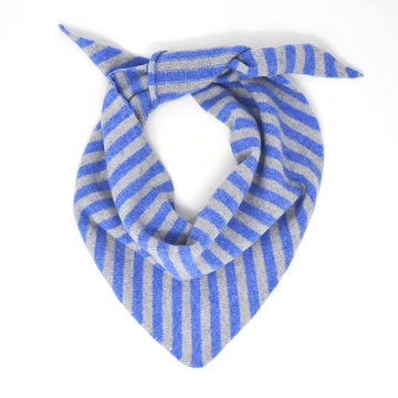 Scarlet Knitwear Lambswool Stripe Neckerchief - Blue/Grey