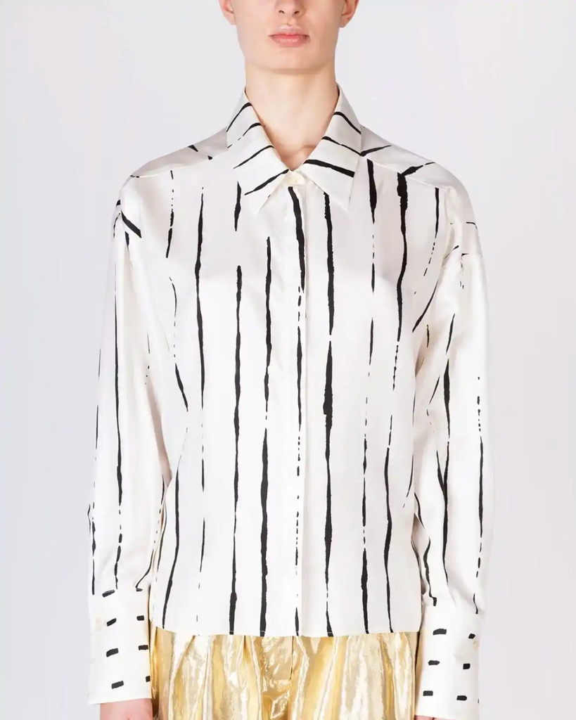 ALYSI Silk Lines and Dots Shirt