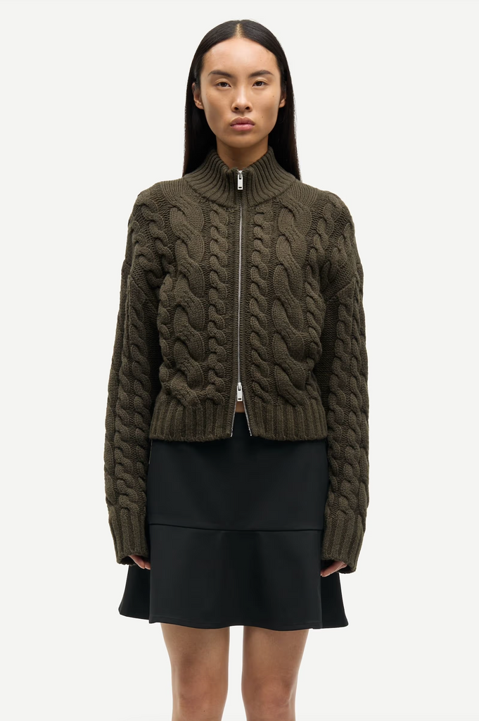 SAMSØE SAMSØE Saharriet Zip Cardigan - Deep Forest