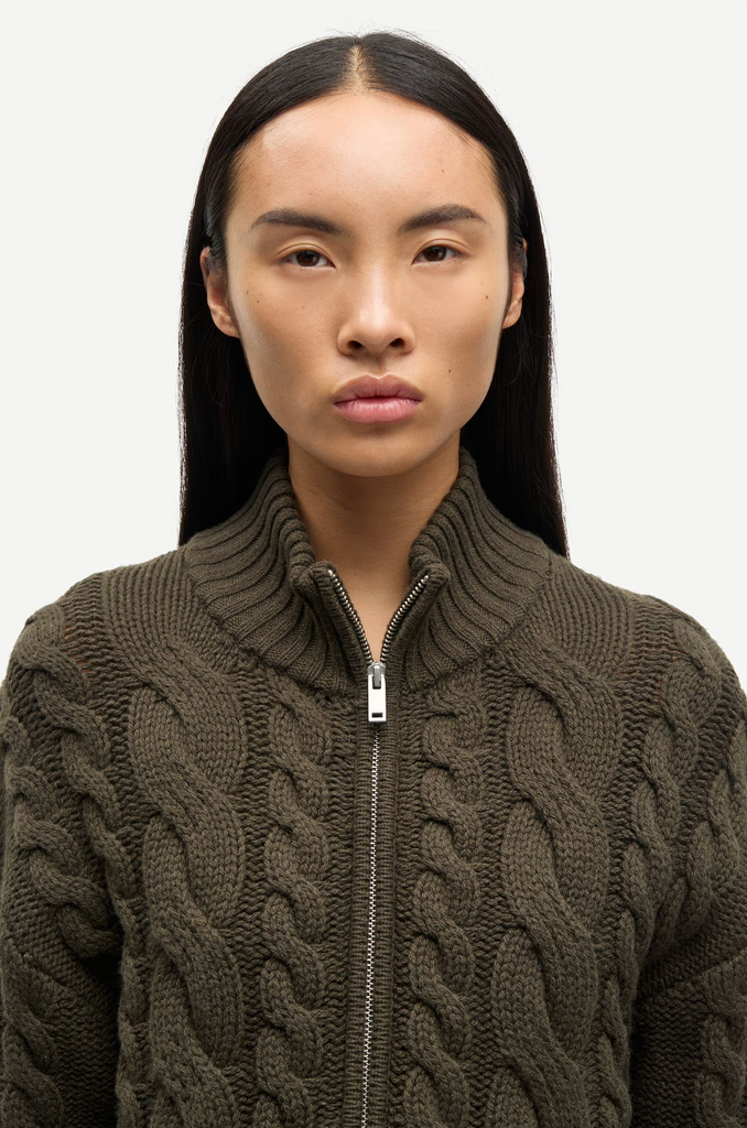SAMSØE SAMSØE Saharriet Zip Cardigan - Deep Forest