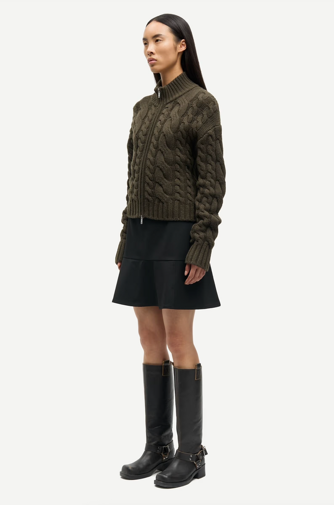 SAMSØE SAMSØE Saharriet Zip Cardigan - Deep Forest