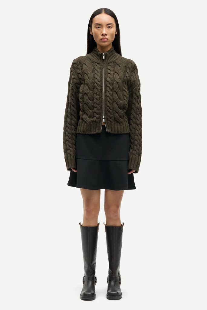 SAMSØE SAMSØE Saharriet Zip Cardigan - Deep Forest