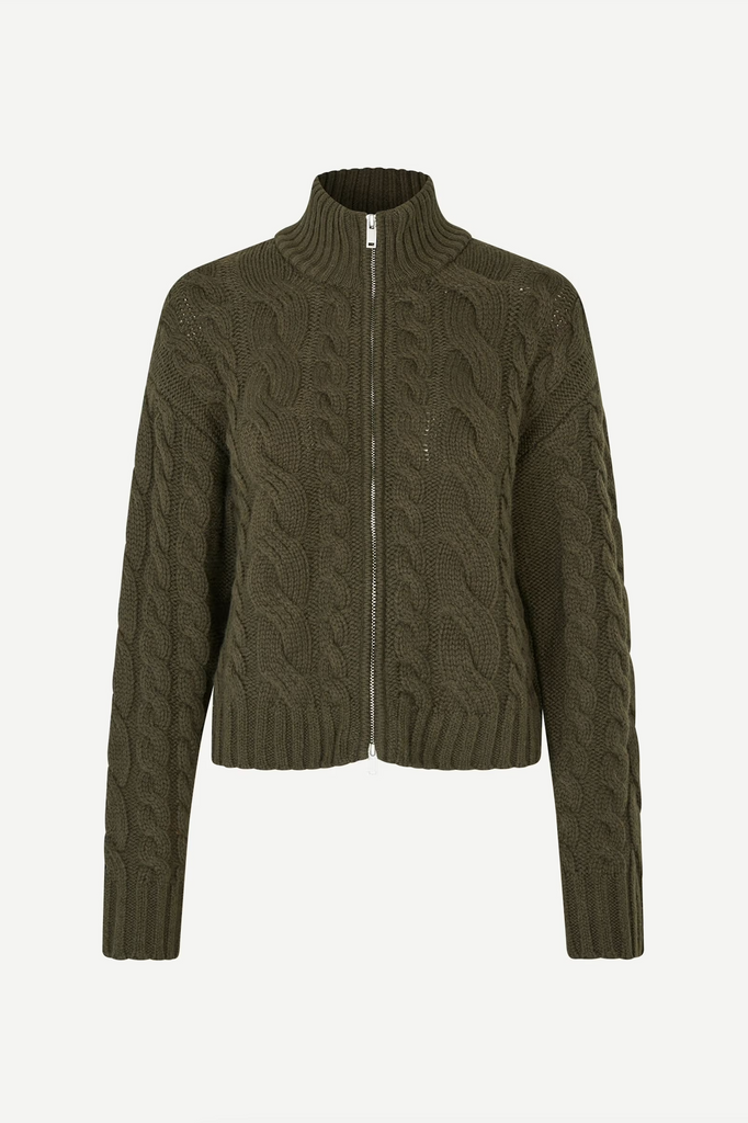 SAMSØE SAMSØE Saharriet Zip Cardigan - Deep Forest