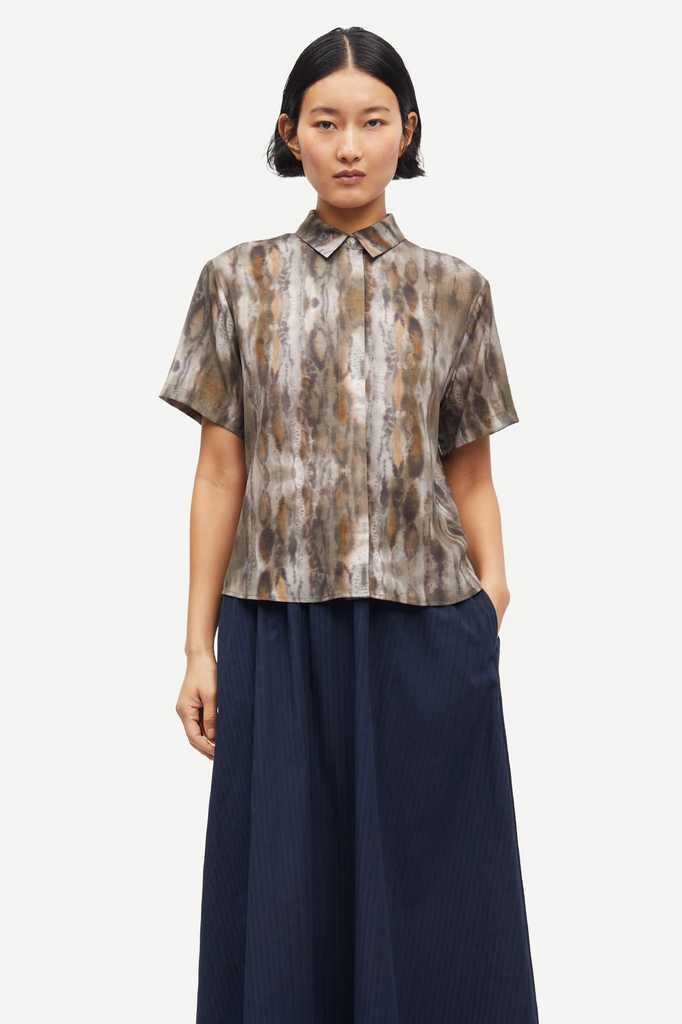 SAMSØE SAMSØE Mina SS Shirt - Aquarel Animal Greige